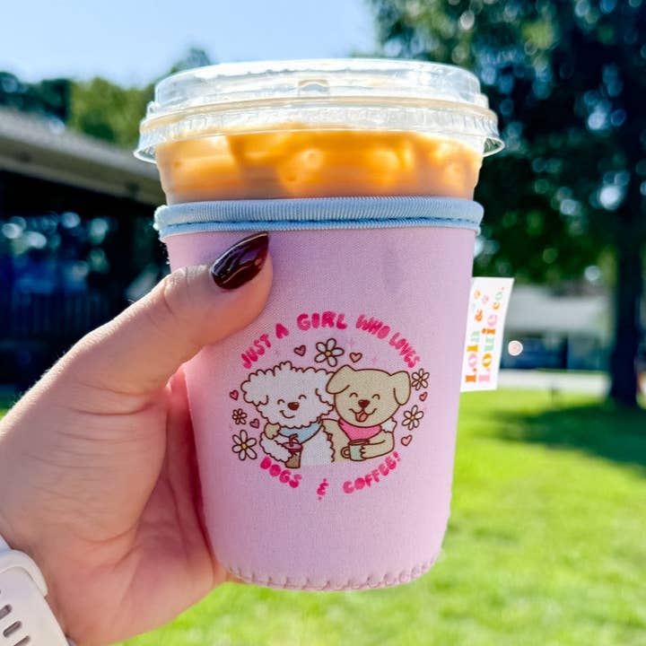 Just A Girl Coffee Sleeve for wholesale by Lola & Louie co.