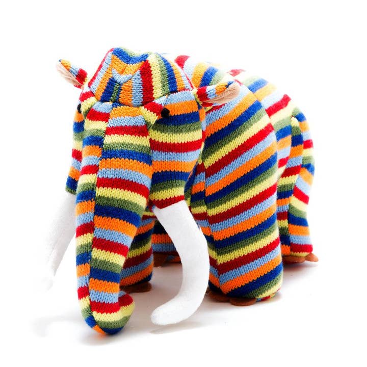 Best Years Ltd - Wholesale Stuffed/Plush Toy - Kids & Baby - Knitted Woolly Mammoth Plush Toy in Bright Stripes