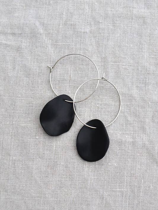 Earrings Hoop Black Drop. for wholesale by Jewelry By Elina Dahl