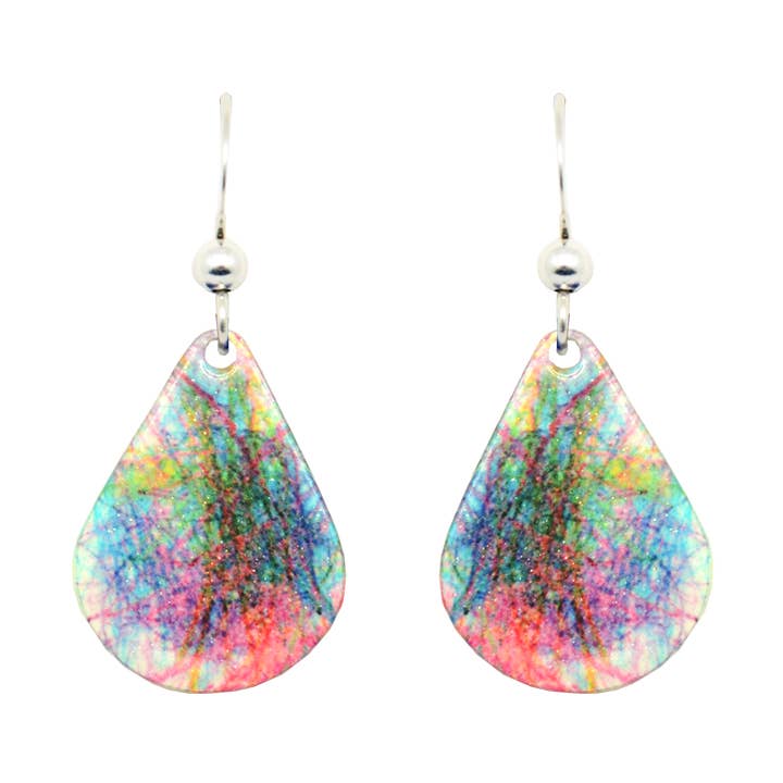 Druppelvormige oorbellen van roestvrij staal met krijt voor wholesale door d'ears inc.