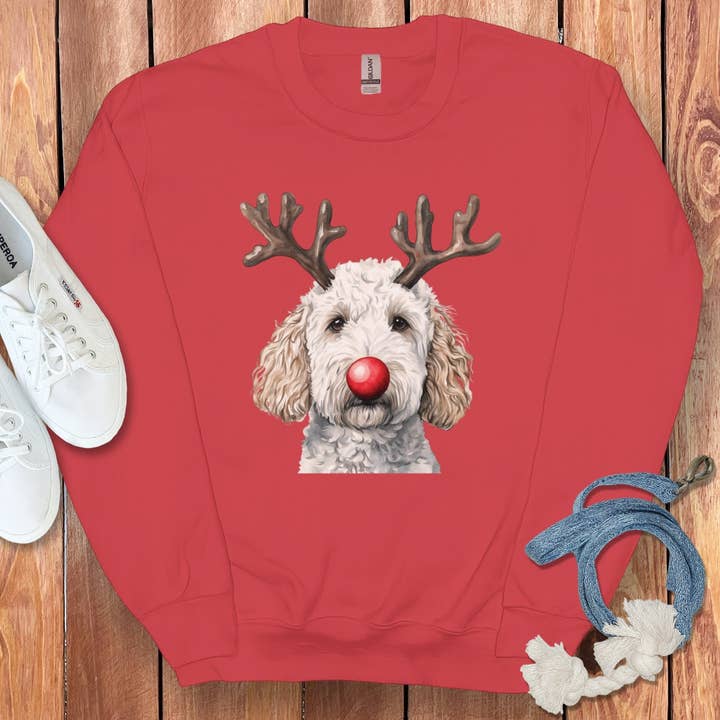 White Doodle Holiday Sweatshirt for wholesale by Puppy Jo