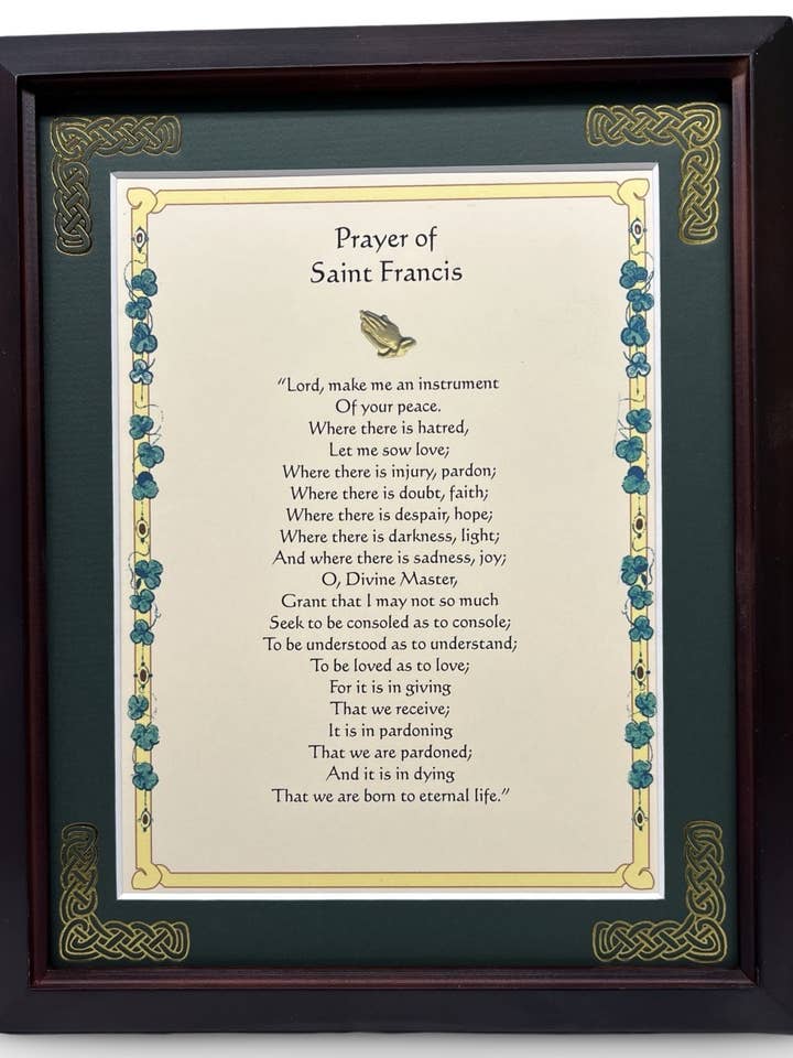 Gebet des Heiligen Franziskus - Katholische Geschenke für den Großhandel von Irish Collection