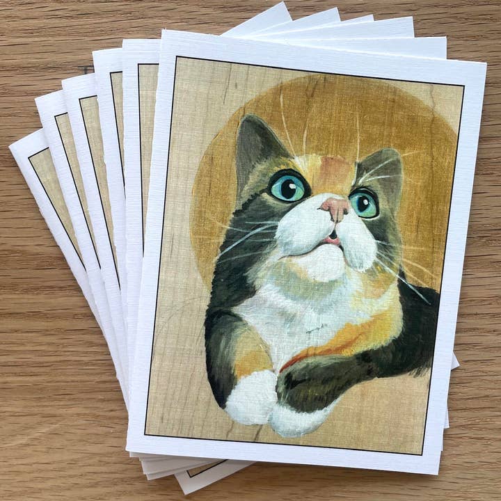 Strange Saints: Deedee the Cat blank notecard for wholesale by Christi Sobel