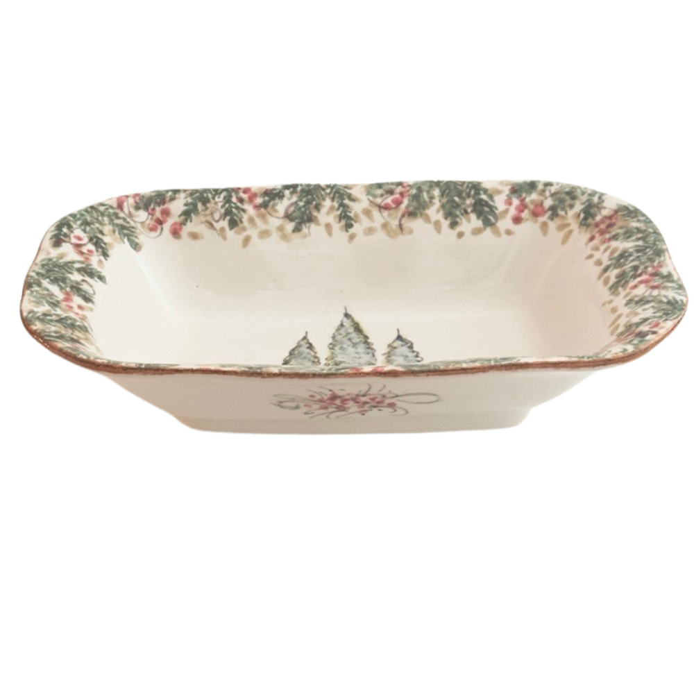 Arte Italica & Crown Linen Designs - Wholesale Decorative Plate/Dish/Bowl - Natale Rectangular Dish - NEW0