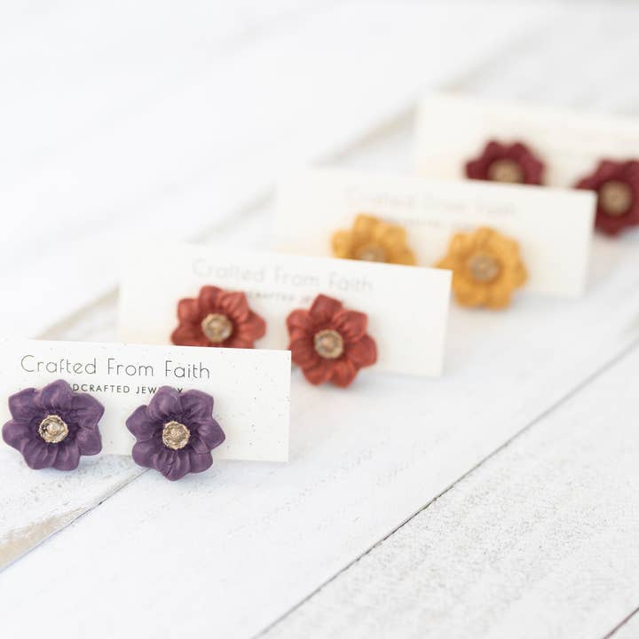 Poppy Studs for wholesale by Crafted From Faith, LLC