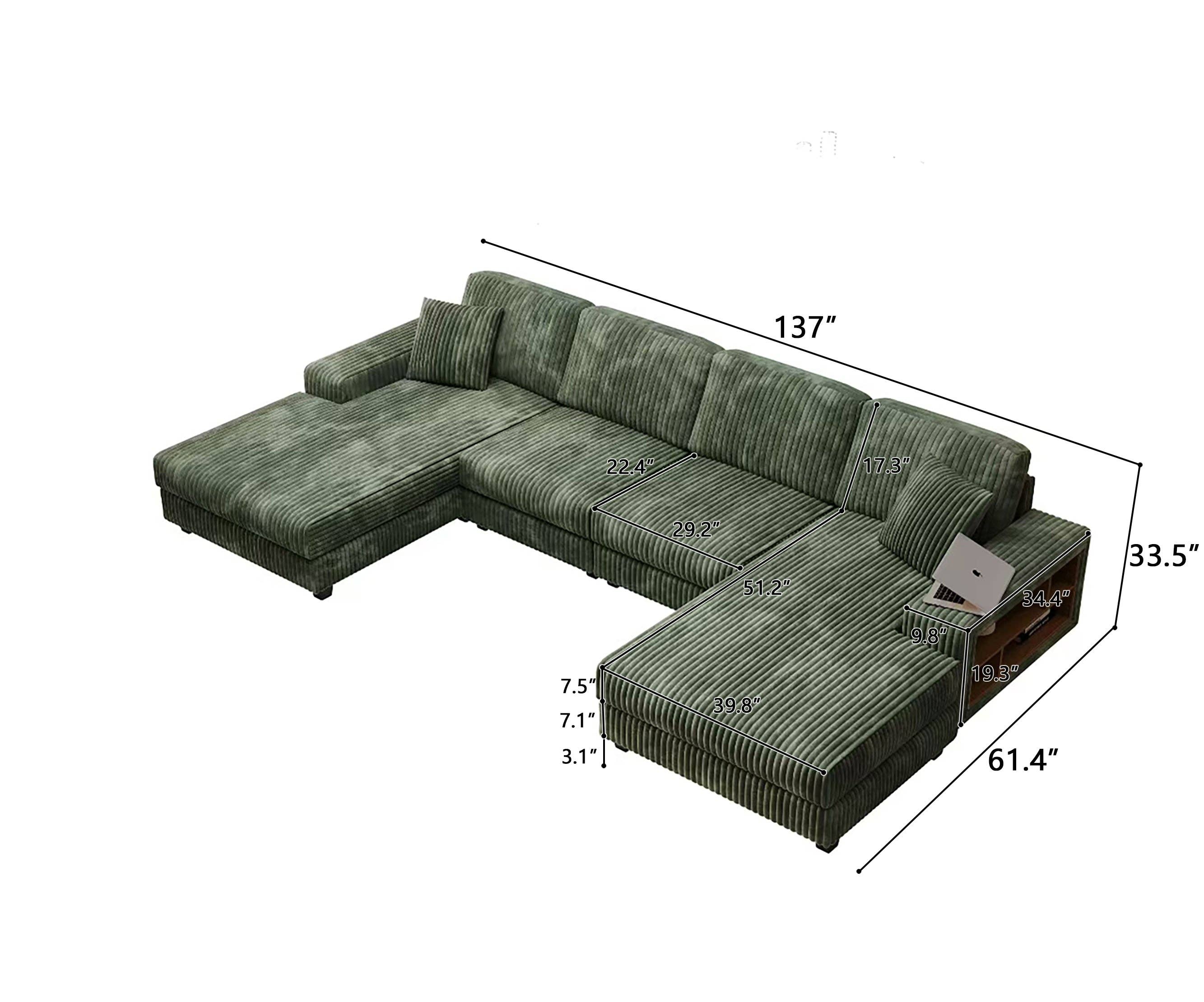 HOMYCASA DESIGN INC - Wholesale Sofa - 4-Seater U-Shaped Modular Sectional  Sofa & Corduroy Fabric5