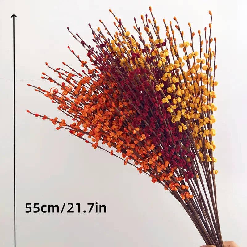 Huis Van Merken - Vente Fleurs artificielles - Tiges de baies orange - Fleurs artificielles lot de 10 - Décoration d'automne/mariage2