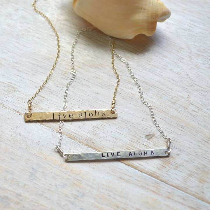 Beachy Hand Stamped Necklace for wholesale by Salty But Sweet