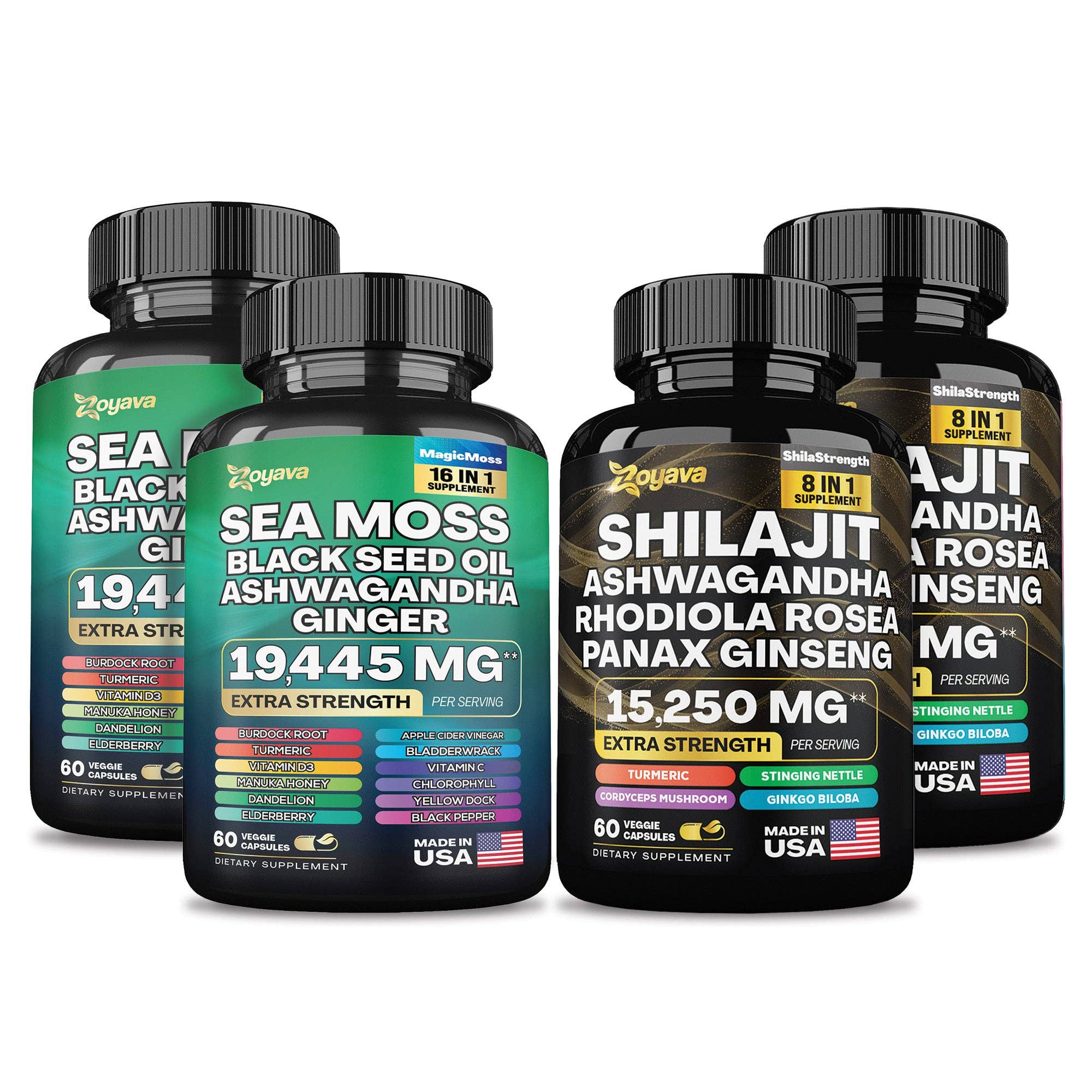 Zoyava - Wholesale Oral Supplement/Vitamin - Dynamic Vitality Bundle: Sea Moss 16-in-1 Magic Moss & Shilajit Power ShilaStrength Blend9