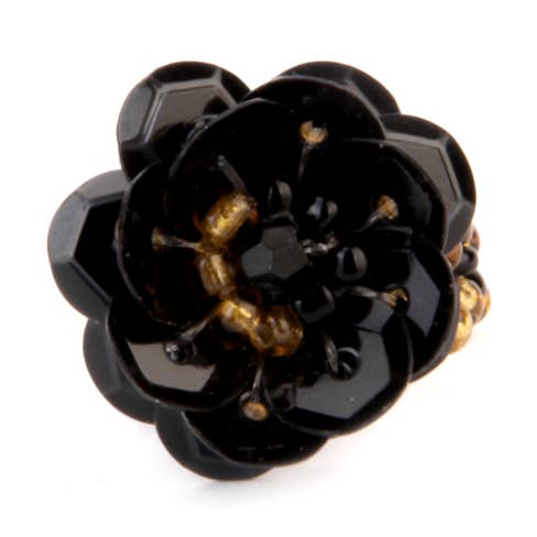 Ring paljett hand pärlstav spel dag svart guld för wholesale av Erik & Mike