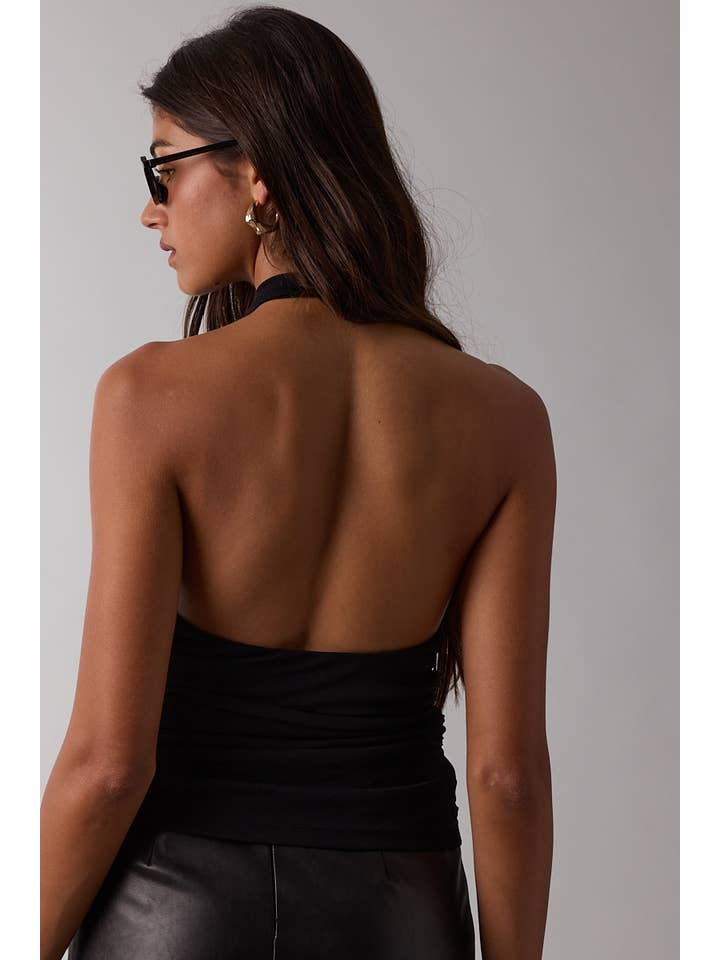 Sky to Moon - Wholesale Tank Top - Women's - NYLON SOLID COLOR COWL NECK OPEN BACK TOP11