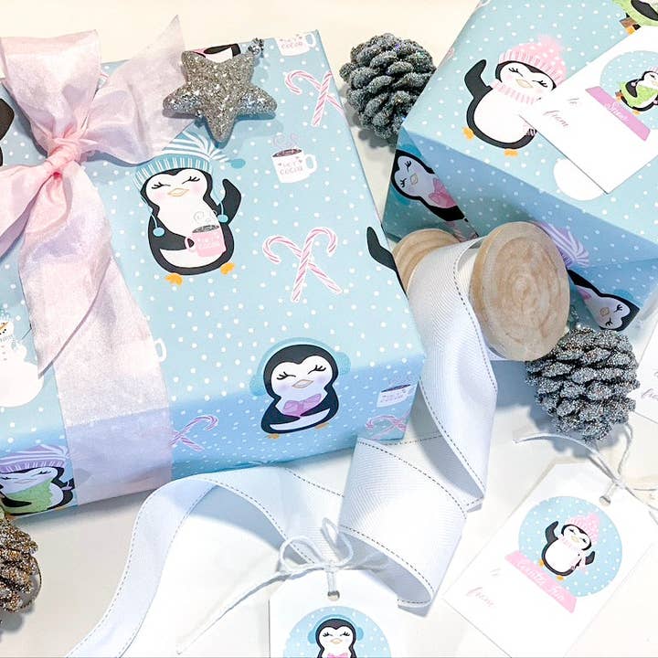 Winter Penguins Wrapping Paper for wholesale by Oh So Chic Designs