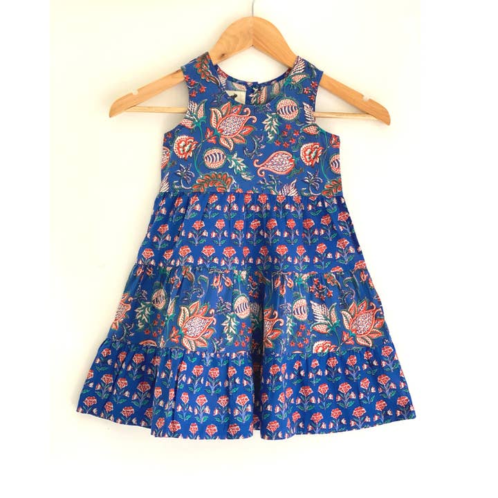 Girls Tier Dress - Hand Block Print Cotton Artisan Dress for wholesale by The Indian Bazaar