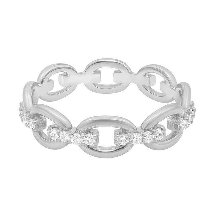 Sterling Silver Moissanite Oval Link Band for wholesale by Atlanta Jewelers Supply