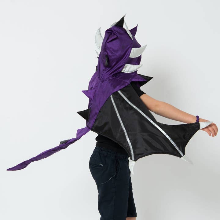 Fire Dragon Cape Paars/Zwart voor wholesale door Lets dress up
