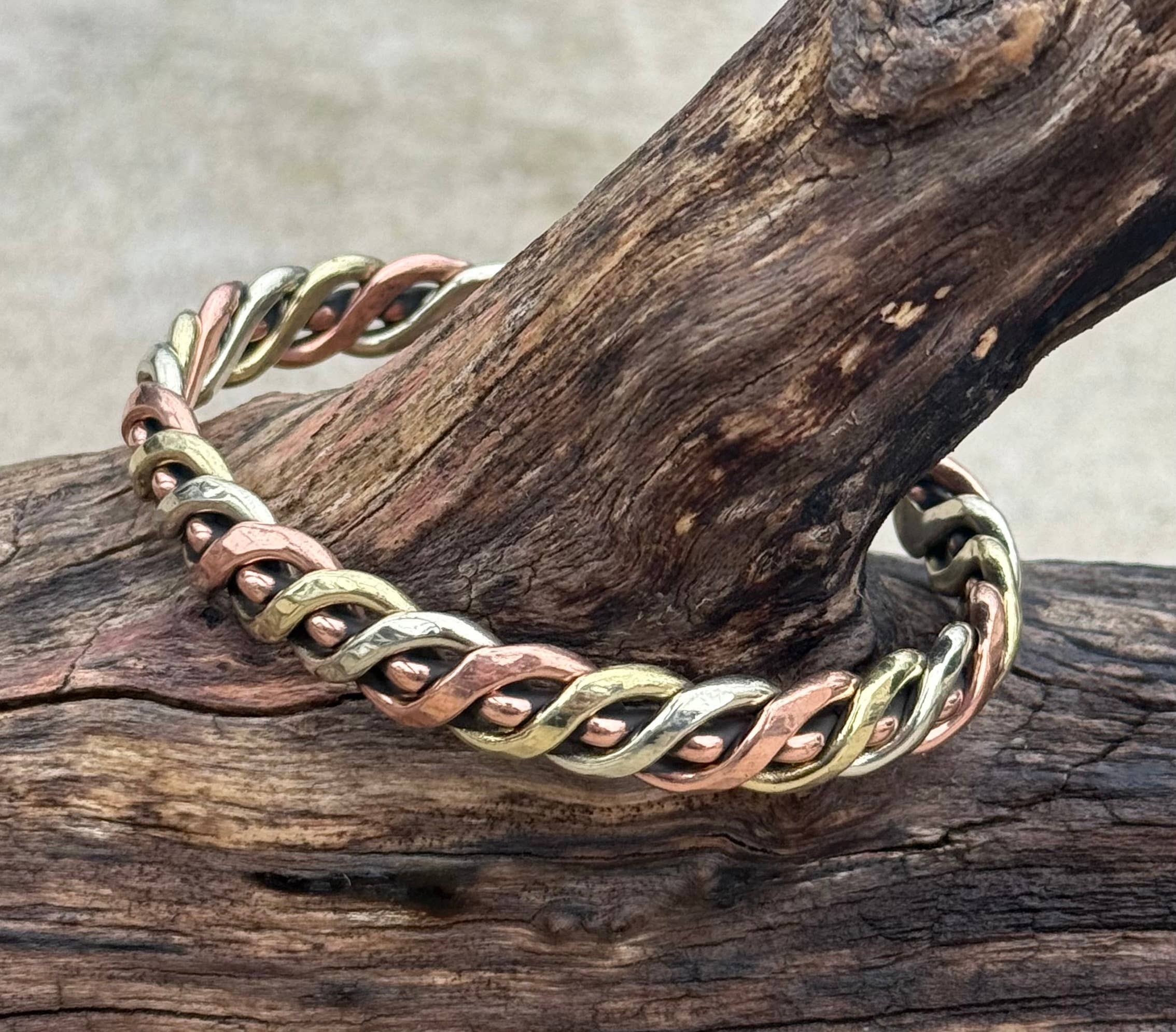 Lungta Imports - Wholesale Cuff Bracelet - Tibetan Style Solid Copper Twisted Open Back Heavy Bracelet 4