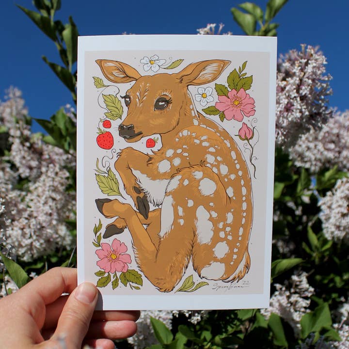 Strawberry Fawn Grußkarte für den Großhandel von Sydney Boveng