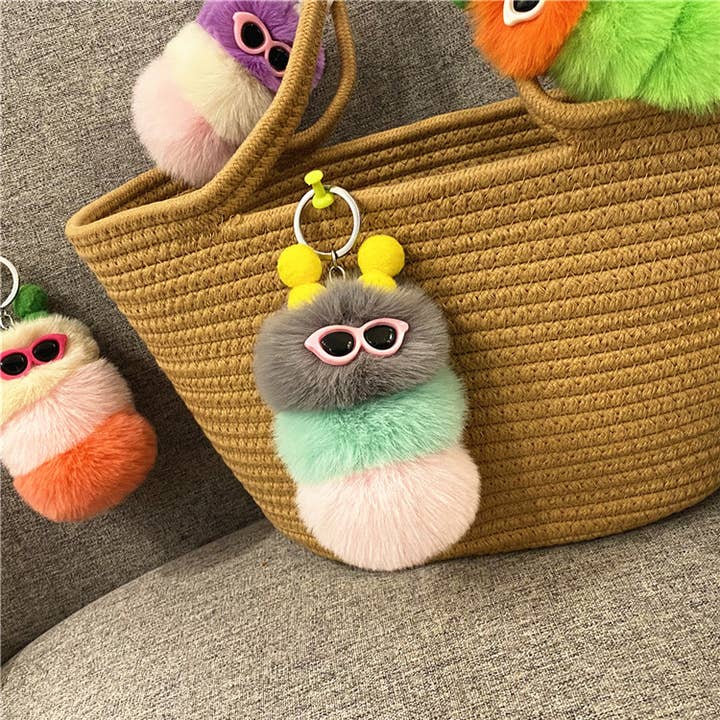 MKS America - Wholesale Keychain - Women's - Cute Cartoon Plush Caterpillar Keychain8