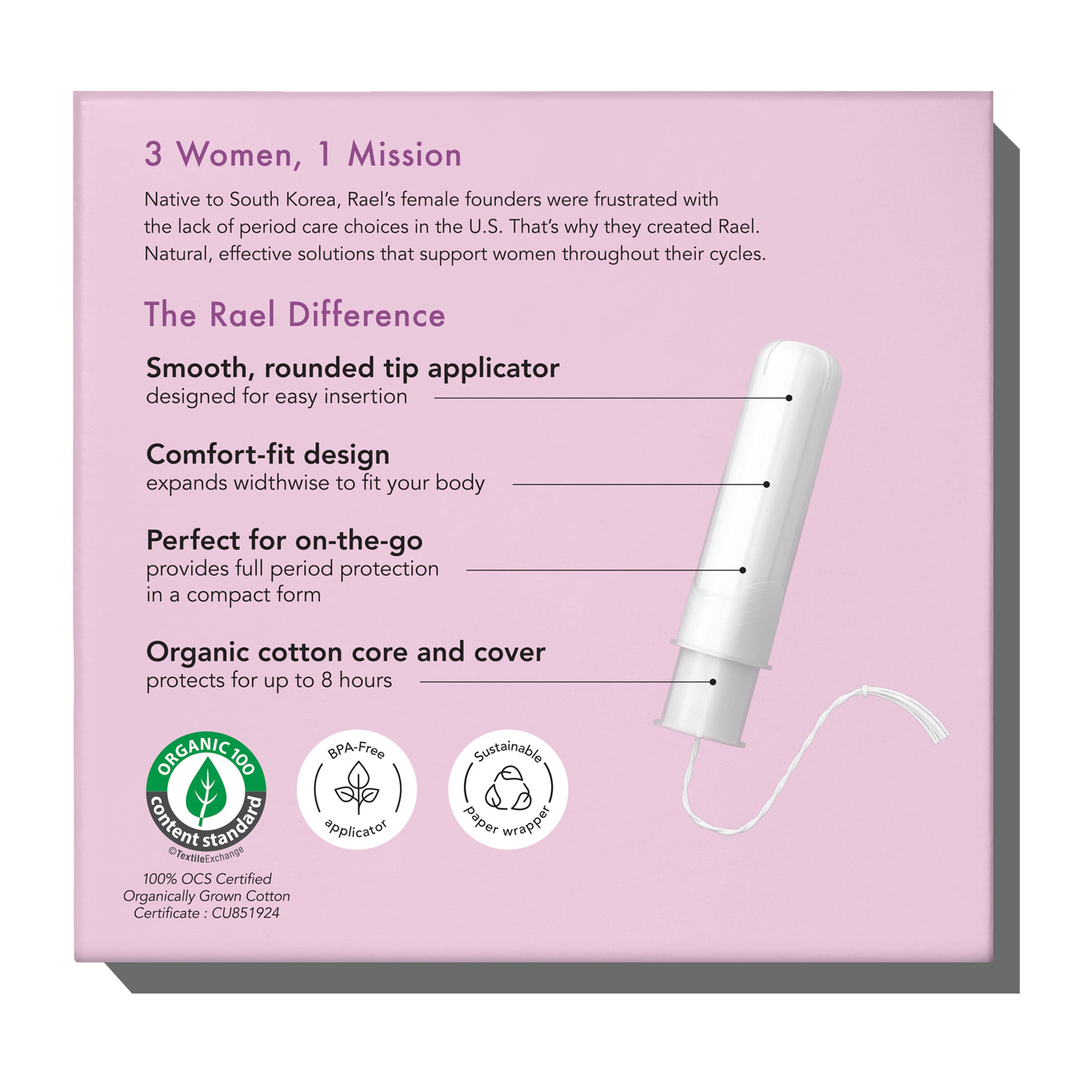 Rael - Wholesale Tampon - Rael Organic Cotton Tampons w/Compact Applicators - Regular5