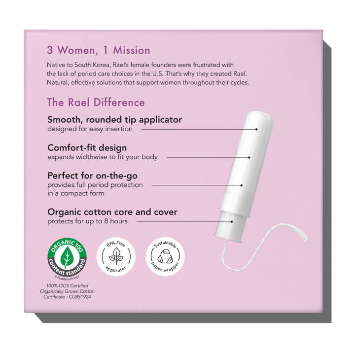 Rael - Wholesale Tampon - Rael Organic Cotton Tampons w/Compact Applicators - Regular5