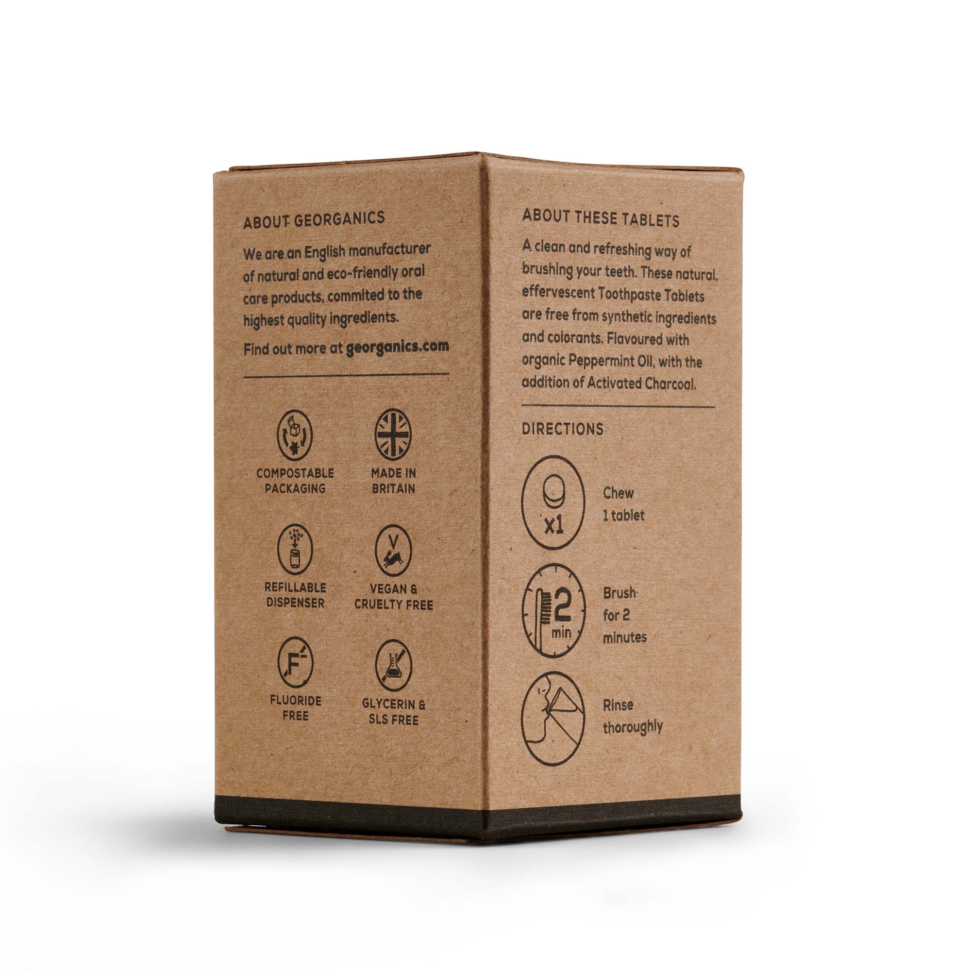 Georganics - Vente Dentifrices - Comprimés dentaires minéraux - Charbon activé2
