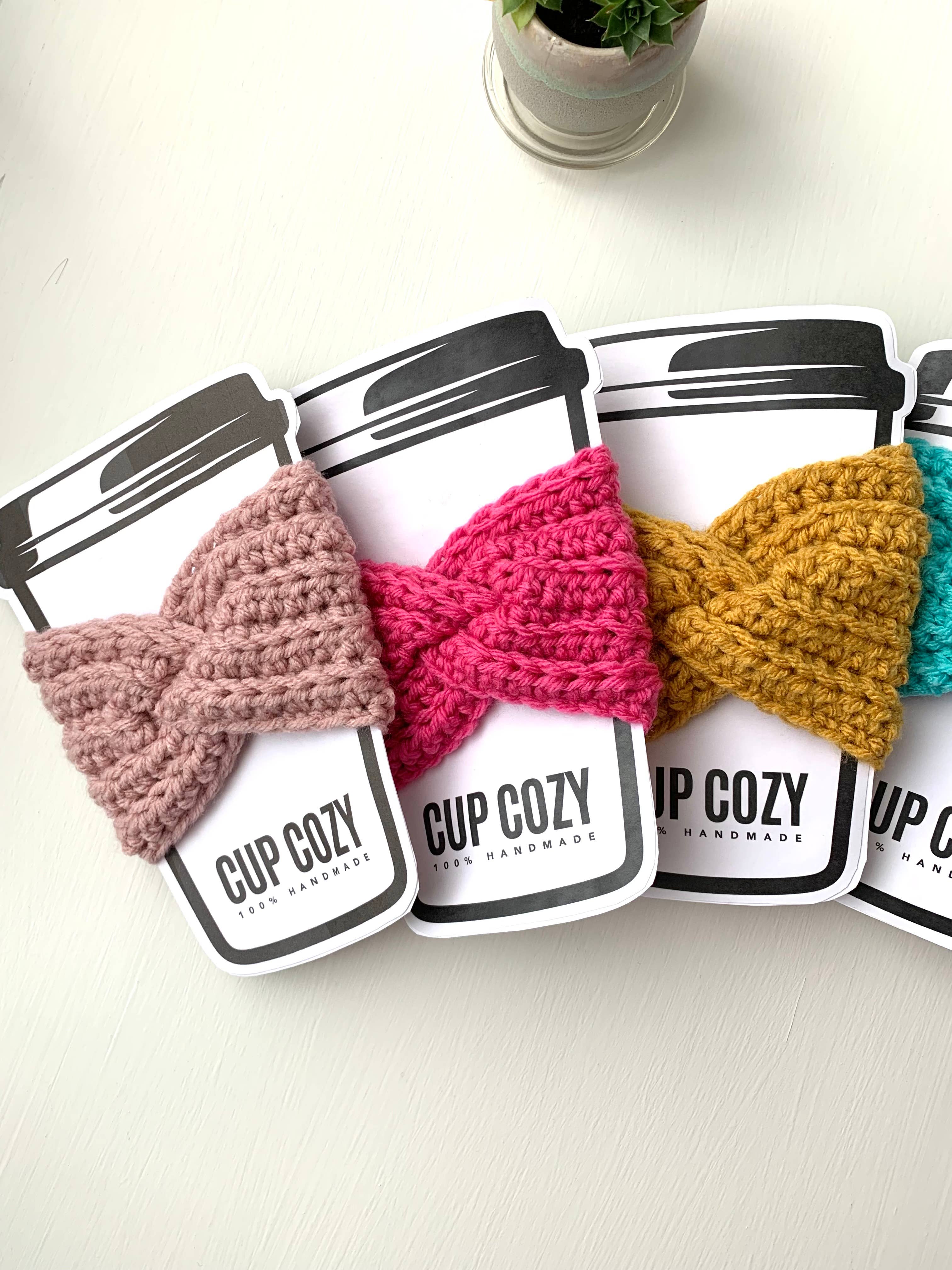 Crochet Happens - Wholesale Drink Huggers & Koozies - Twisted Coffee Cozies - Set of 5 - Made to Order3