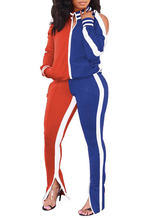 MB Fashion Wholesale - Wholesale Lounge Set - Women's - MB FASHION Two-Piece Track Set with Shoulder Cutouts 81258