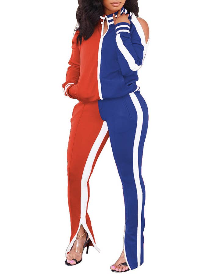 MB Fashion Wholesale - Wholesale Lounge Set - Women's - MB FASHION Two-Piece Track Set with Shoulder Cutouts 81258