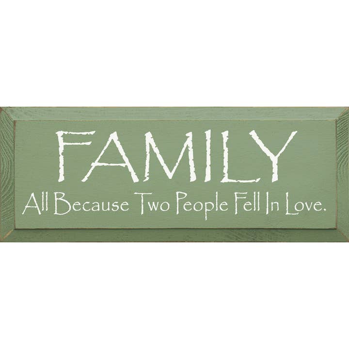 Family All Because two People Fell In Love Wood Sign for wholesale by SAWDUST CITY