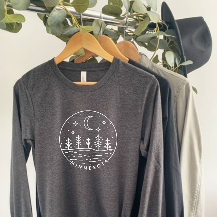 Minnesota Night Long Sleeve, State, Minnesota, Long Sleeve for wholesale by Autumn Rose Co.