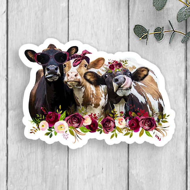 Expression Design Co – wholesale Klistermärke – Blommig ko Trio Vinyl Klistermärke0