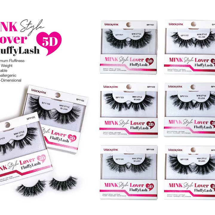 SM Beauty LLC - Wholesale False/Fake Eyelashes - Blackpink - 5D Mink Style Lover Fluffy Lash