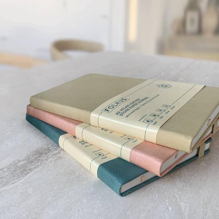 FOLKUS - Wholesale Journal/Diary - Eleanor - Salmon A5 Stone Paper Journal Vegan Leather3
