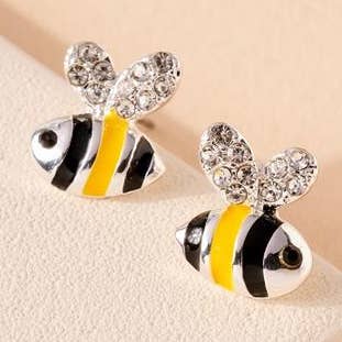 StarryNYC - Wholesale Stud/Post Earrings - Color Enamel Bumble Bee Stone Stud Earrings0