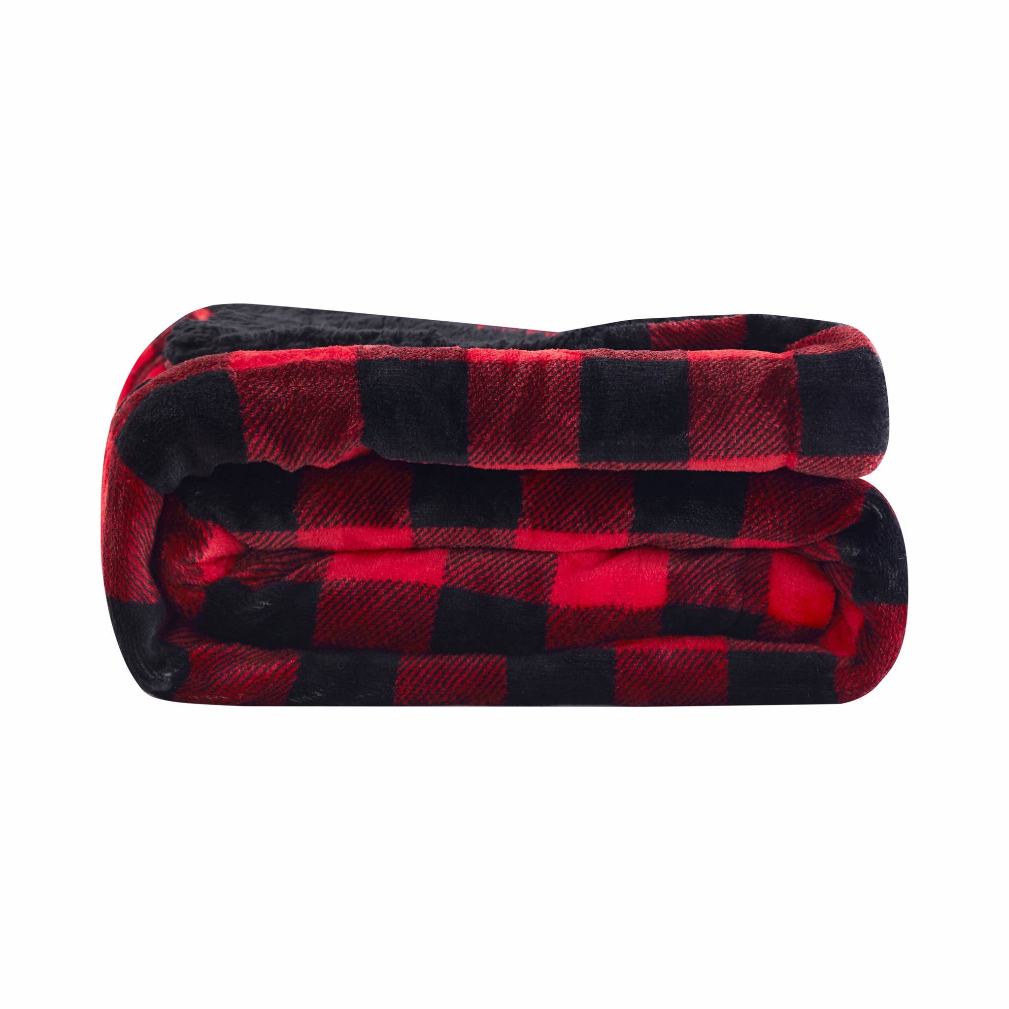 HomeRoots - Wholesale Throw Blanket - Buffalo Red Black Reversible Velvet And Sherpa Throw Blanket3