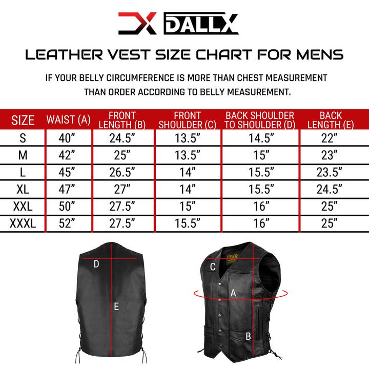 DALLX - Wholesale Outerwear Vest - Men's - DALLX Motorcycle Leather Vest with Adjustable Side Lace5