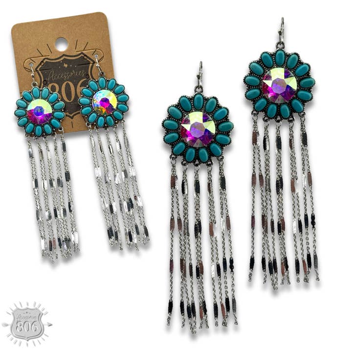 Pink Panache Brands - Wholesale Tassel Earrings - Flower concho fringe earring1