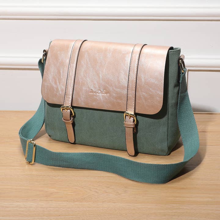 INES DELAURE - Wholesale Shoulder bag – women's - Dual-material shoulder bag in very light canvas8