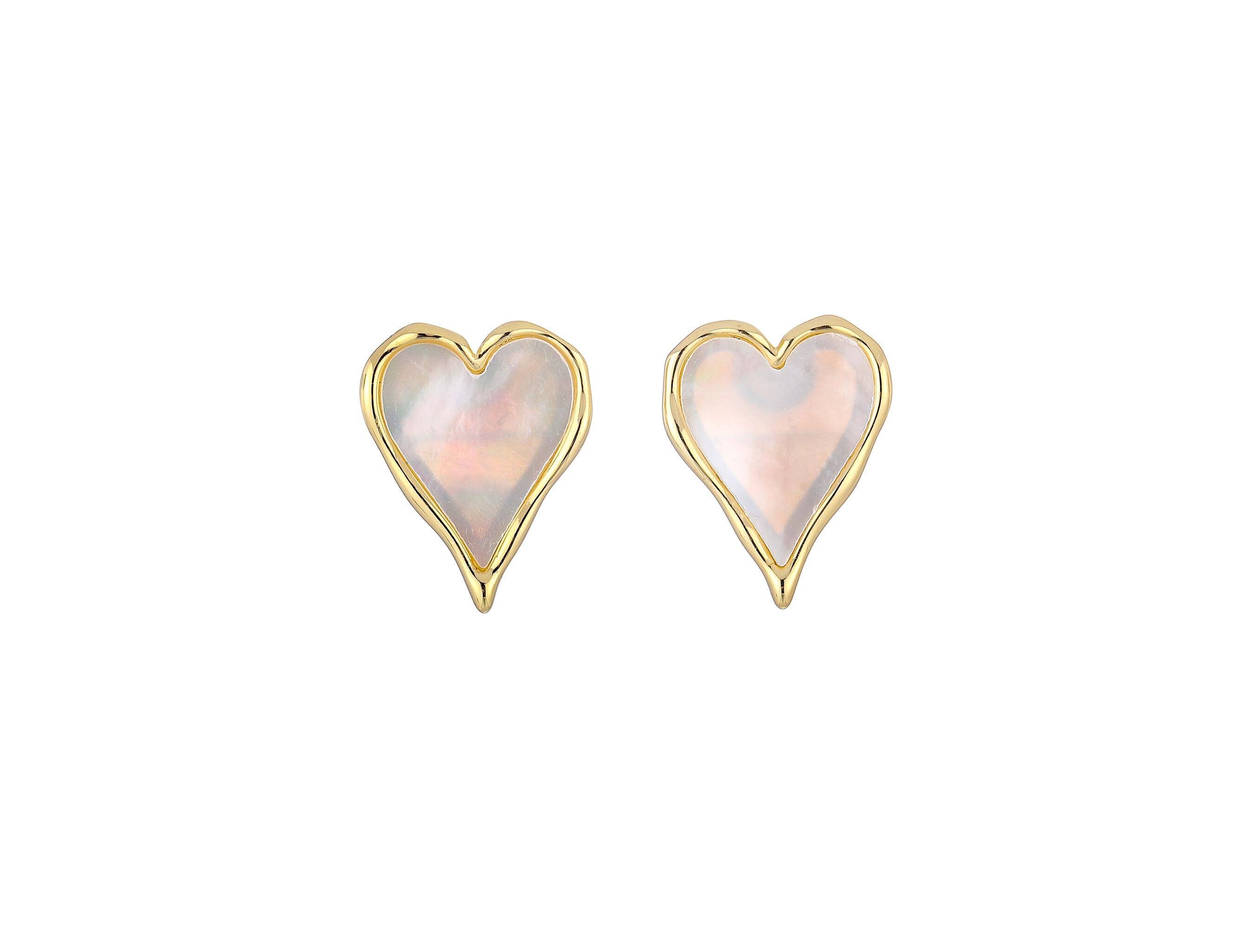 Jewel Pledge - Wholesale Stud/Post Earrings - Pearl Heart Earrings with Gold Details, Bridal Gift ERG374