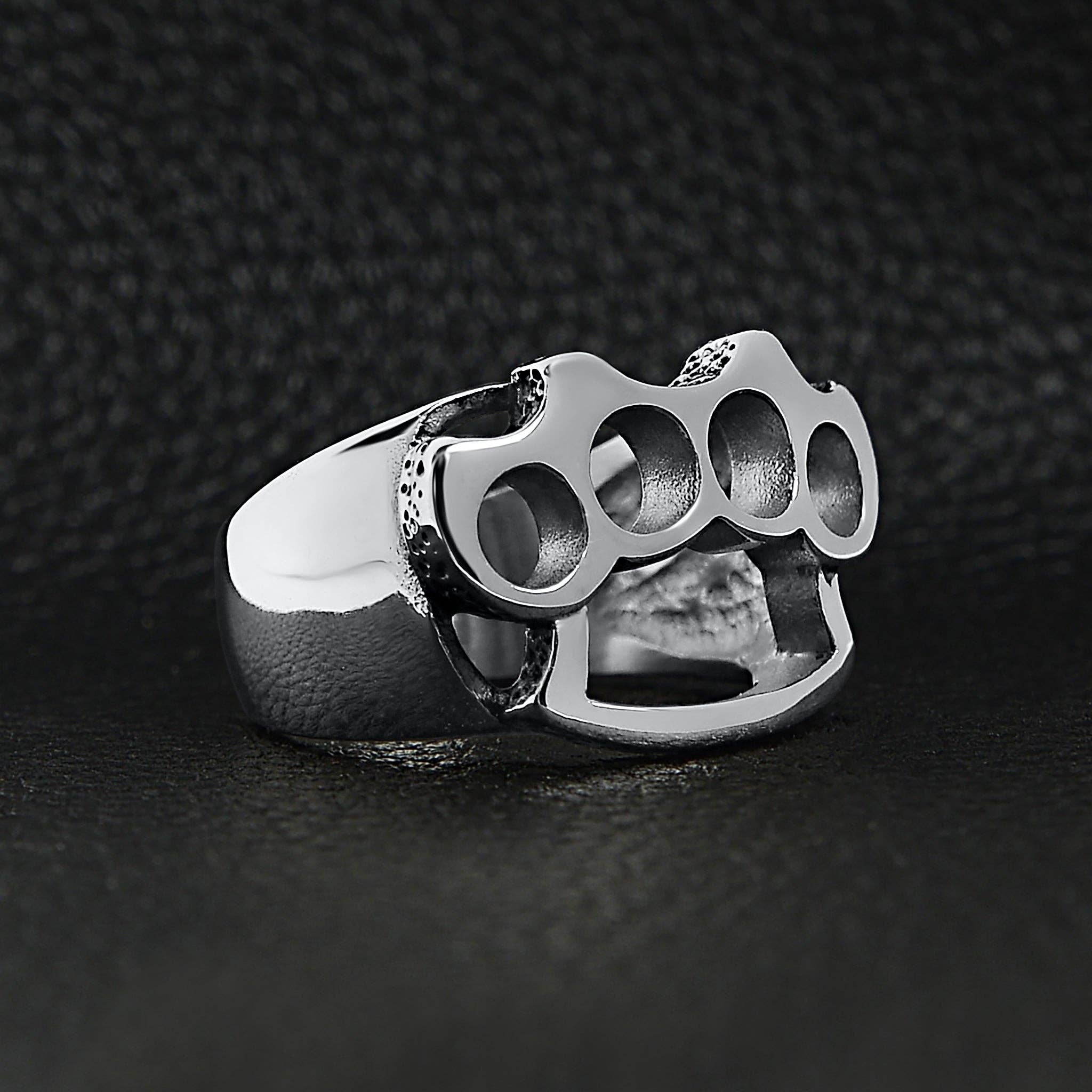 WJW - Wholesale Cocktail/Statement Ring - Stainless Steel Polished Knuckle Duster Ring4