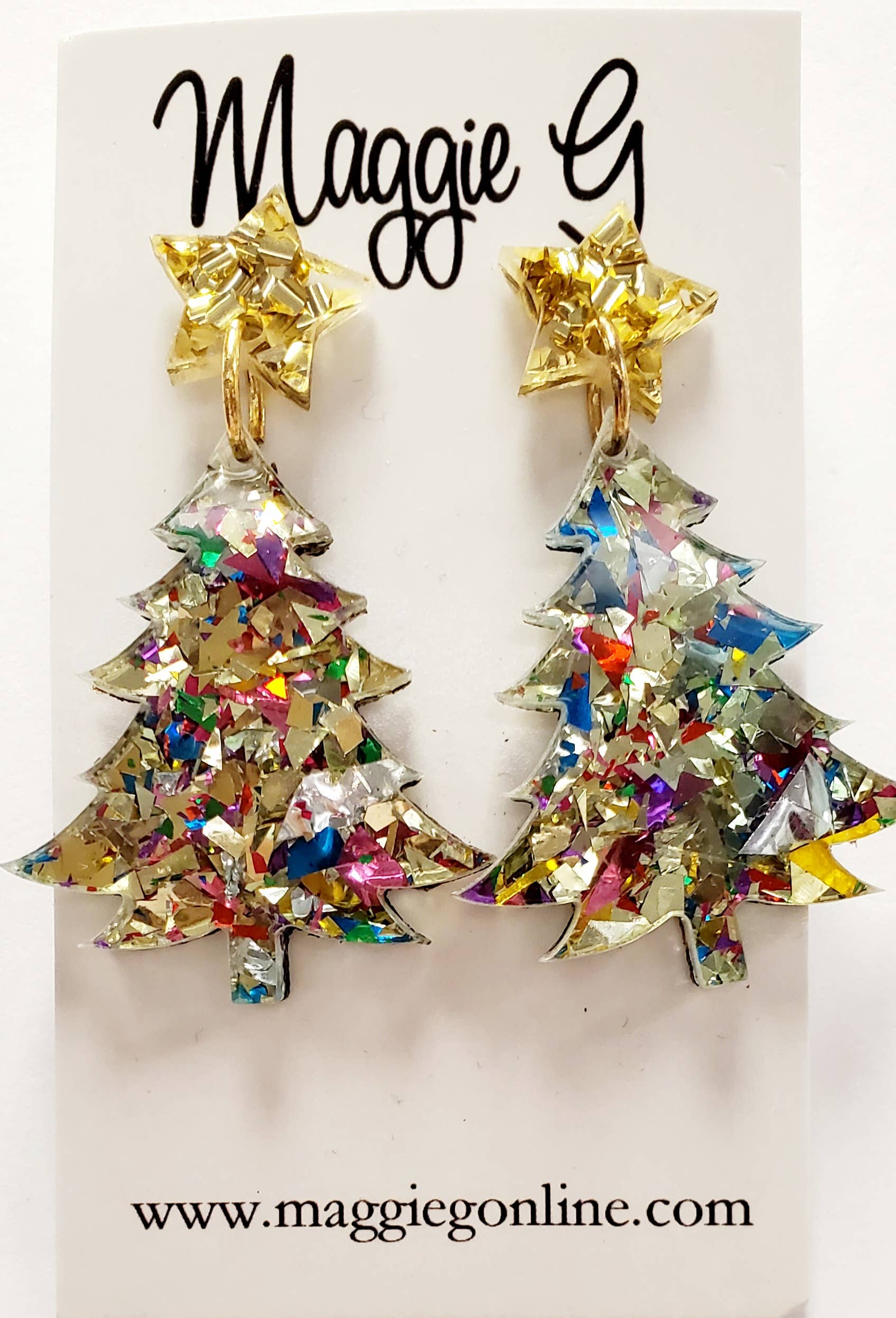 Maggie G - Wholesale Dangle Earrings - Christmas Tree Acrylic Earrings