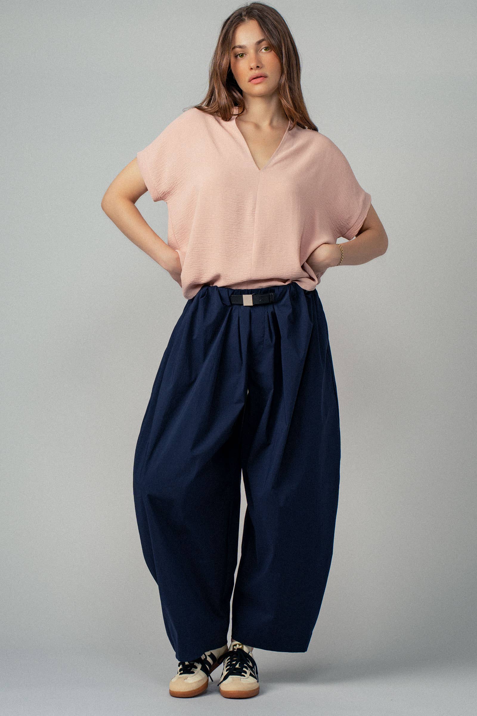 Urban Daizy - Wholesale Blouse - Women's - Relaxed V-Neck Top with Folded Sleeves14