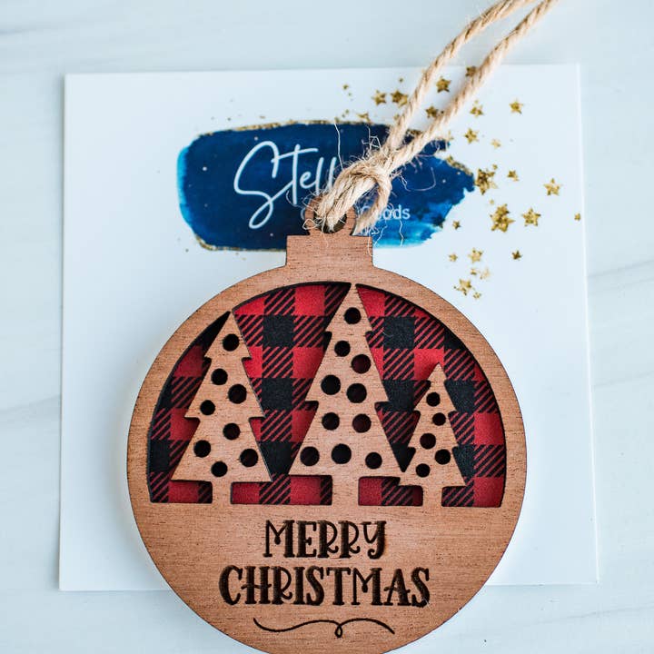 Ornements - Ornement Cadeau de Noël Joyeux Sapins pour la vente par Stellar Gifts & Goods Wholesale