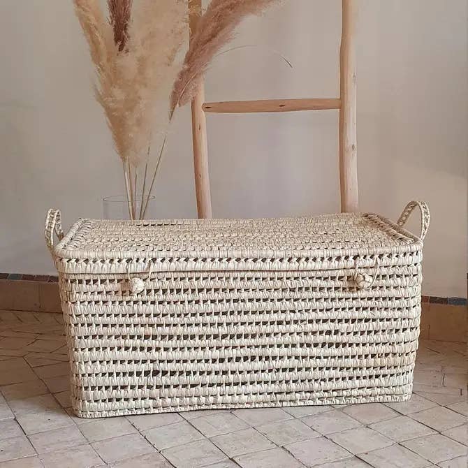 Moroccan Palm Leaf Storage Chest with Handle for wholesale by Terracotta Design LTD