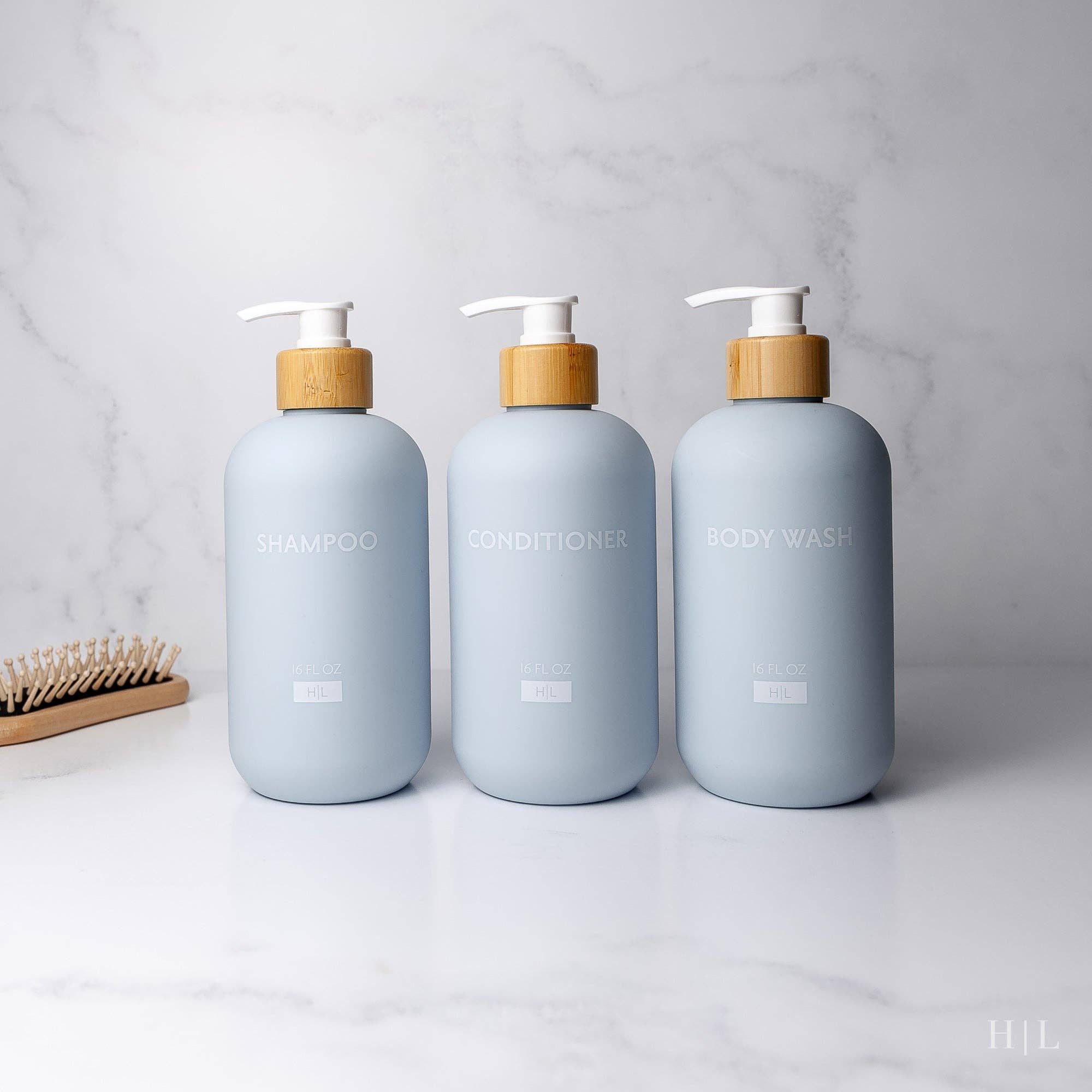 Joie Designs Co. | Refillable Bottles - Wholesale Soap Dispenser - Color Series Shower Dispenser Set of 3 - Waimea Collection, Sky Blue8