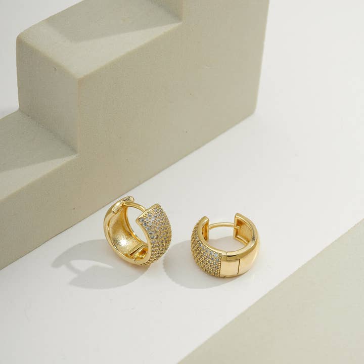 14k Gold Plated Statement Pavé | Earring | Best Sellers for wholesale on Faire