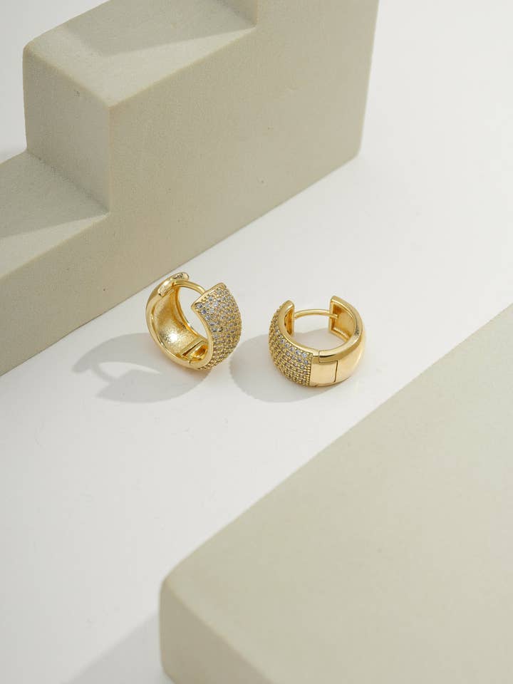 14k Gold Plated Statement Pavé | Earring | Best Sellers for wholesale by Bossaglam Jewelry