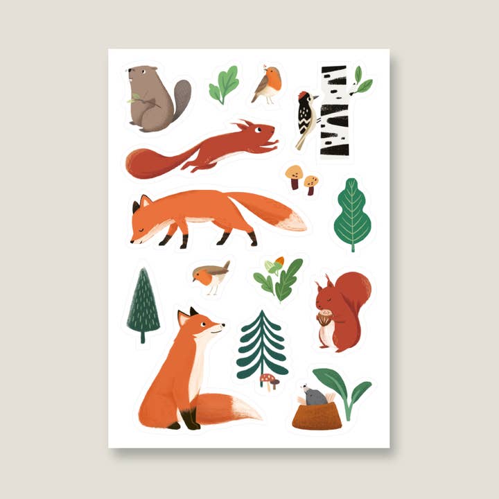 VIERUNDFÜNFZIG - Wholesale Sticker - Kids & Baby - Waterproof and dishwasher-safe forest animal stickers1