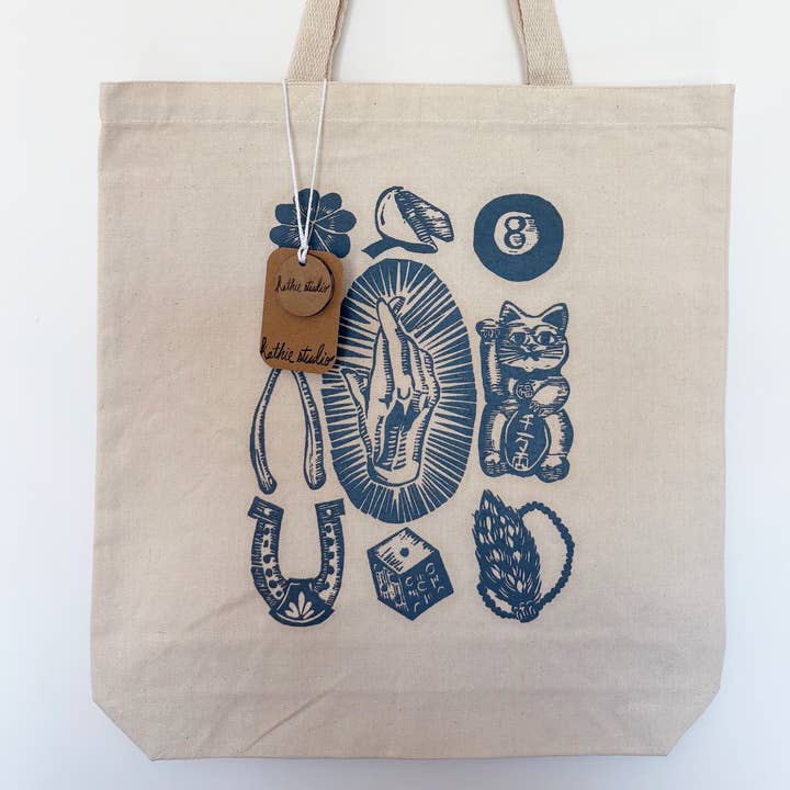 Good Luck Screen printed Tote Bag for wholesale by Kathie Studio