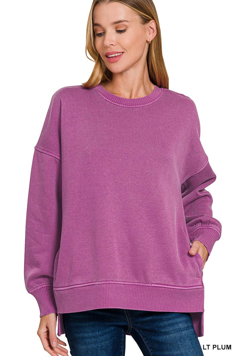 42POPS - Vente Sweat-shirt – femme - Pull à ourlet haut-bas en polaire avec poches7